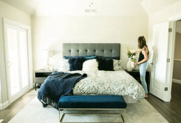 Modern bedroom with clean flooring