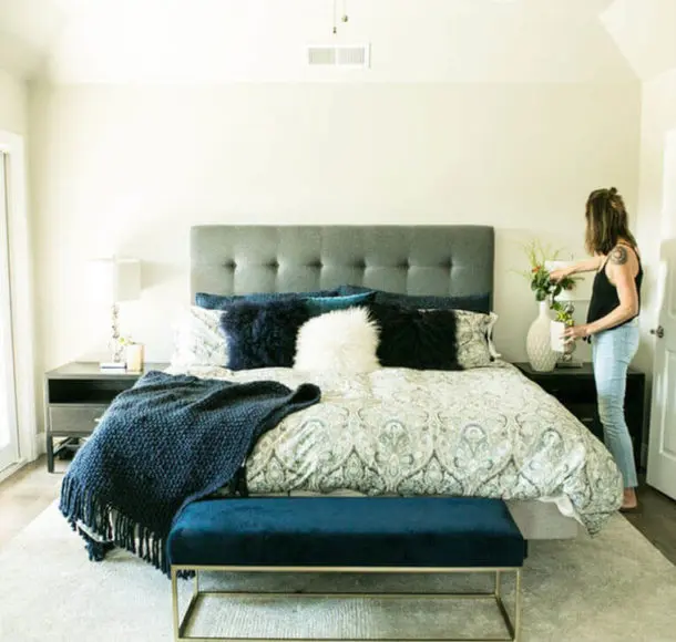 Modern bedroom with clean flooring